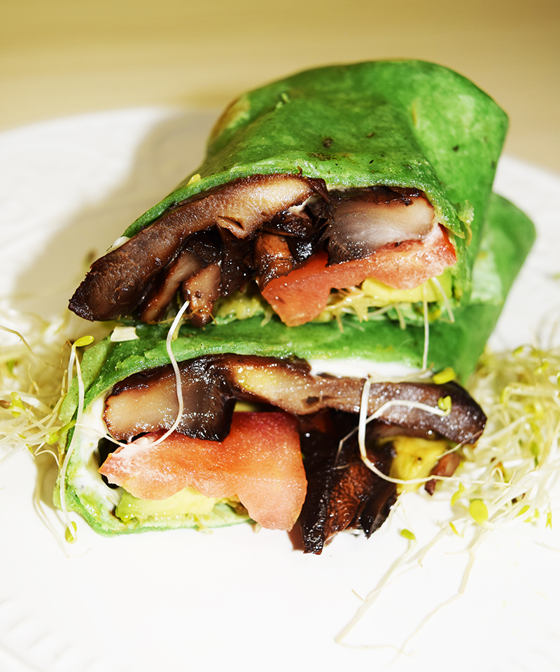 mushroom and avocado wrap sandwich